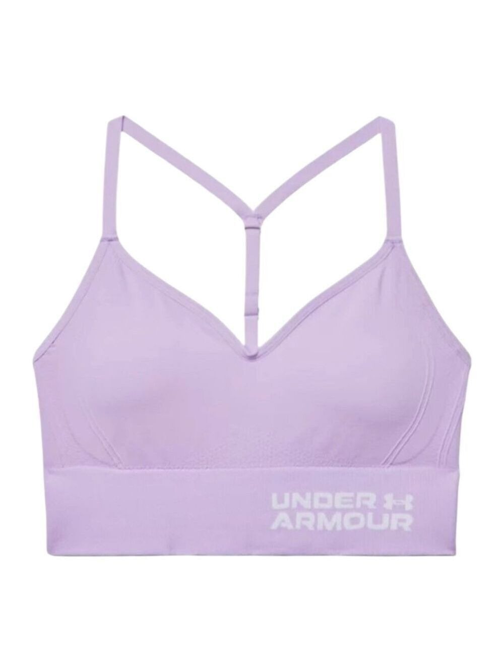 Under Armour Seamless Compression Sports Bra Size Medium Lavender Purple T-Back